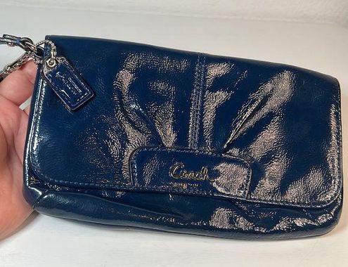 Cobalt Blue Leather wristlet wallet clutch