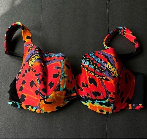 Cacique Lane Bryant Butterfly Print Bright Bra 40C Size undefined