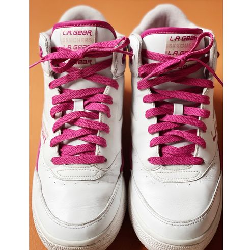 Skechers L.A. Gear Retro Pink and White High Top Sneakers Size 10 - $49  (42% Off Retail) - From Lauren