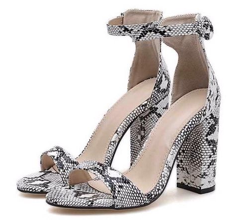 white snakeskin heels