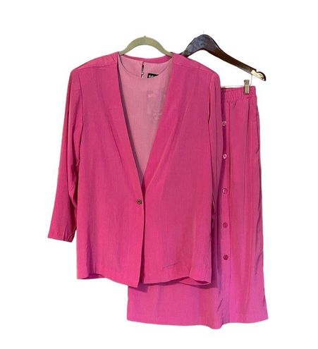 Susan Graver SG Sport Three Piece Set Skirt, Shell and Jacket Pink