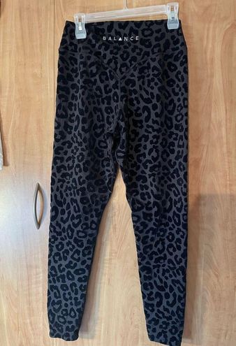 Balance Athletica Leggings Medium Leopard Print Black Velour Velvet  Leggings Size XL - $34 - From Tara