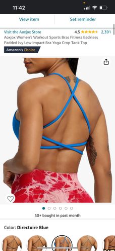 Women's Workout Sports Bras Fitness Backless Padded Ivy Low Impact