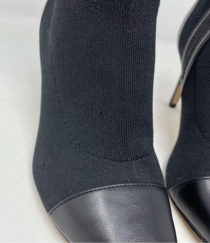 Louise et Cie Seika Black Leather Knit Sock Ankle Boots High Heel Pointed  Toe 7 Size undefined - $41 - From Jenny