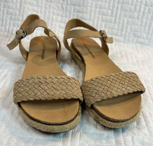 Lucky Brand Grecilyn Suede Espadrille Wedge Sandals 7M Size