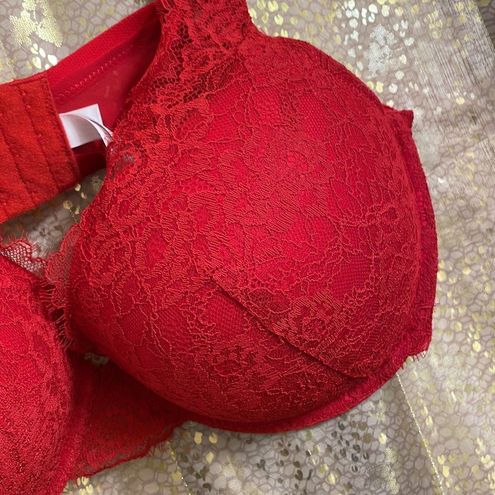 Auden The Sublime red lace crossover bra, size 40DD - $19 - From Jessica