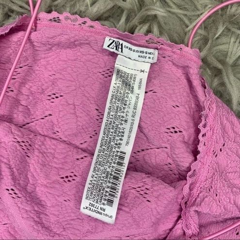 ZARA pink lace trim bralette top size XS - $23 - From Iriana