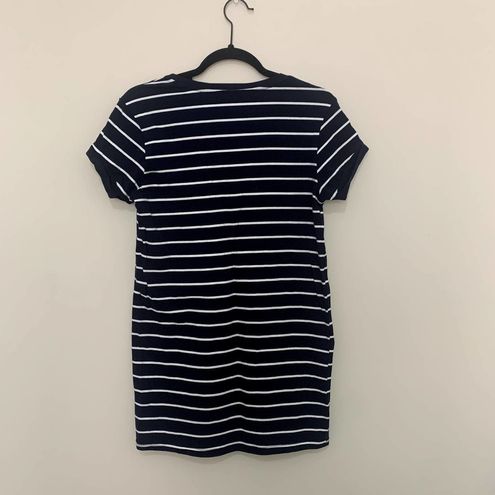 Cafe Society Navy Blue Striped Shirt Dress