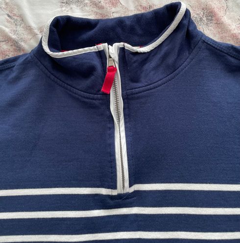 WoolOvers Organic Cotton Half Zip Fleece Blue