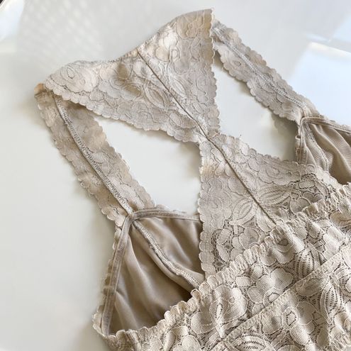 FREE PEOPLE Galloon Lace Racerback Bralette - OFFWHITE