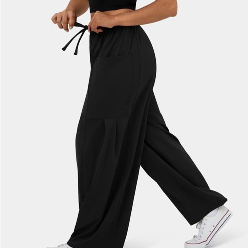 Halara MWT Mid Rise Drawstring Side Pocket Palazzo Flowy Wide Leg Casual  Pants Size L - $30 New With Tags - From Sukyee