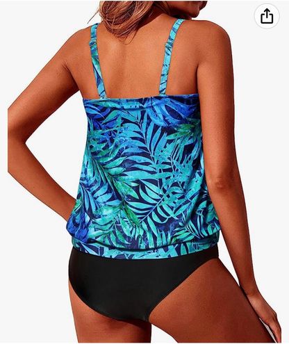 Yonique Two Piece Blouson Tankini Swimsuits for Women Modest