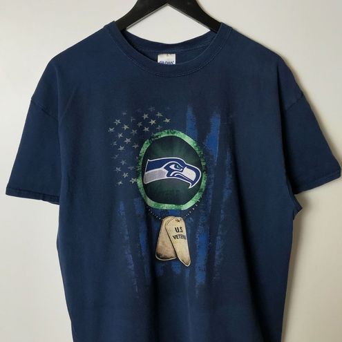 Seattle Seahawks Shirt Adult Large Blue Graphic T-Shirt NFL Pre