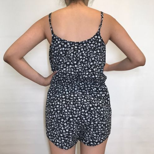 Garage Black and White Floral Romper 