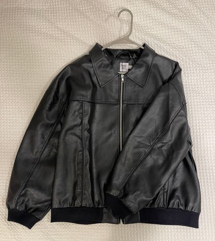 Goldsmith Faux Leather Bomber Jacket Black