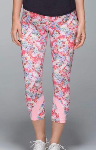 Lululemon Inspire Crop Pink Floral Leggings Size 4 - $76 - From Kelsey