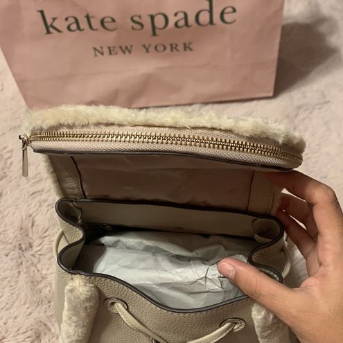 Kate Spade Brand new medium flap backpack faux shearling light