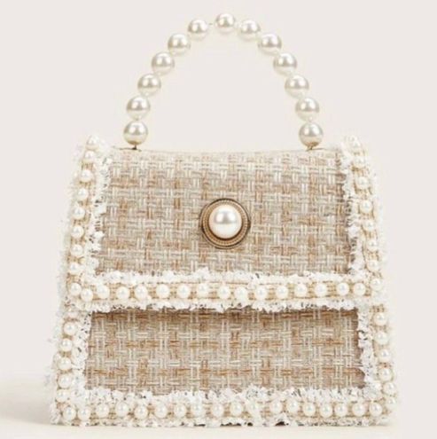 Faux Pearl Decor Tweed Chain Bag, SHEIN USA