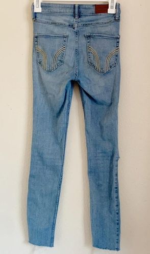 Hollister High Rise Super Skinny Distressed Jeans Blue Size 00