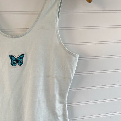 NWT Urban Nation Butterfly Tank Top Fitted Light Blue Body Suit