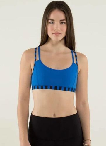 Lululemon Centered Energy 2 sports bra striped blue black Womens