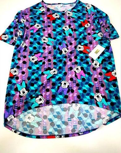 Disney LuLaRoe Womens Top Sz S Irma Minnie Mouse Magenta Blue