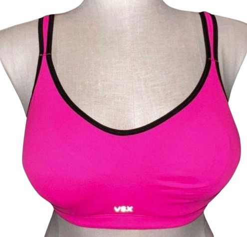 VICTORIA'S SECRET VSX Sports Bra Incredible Zipper Front Pink Orange Mesh  36DD N