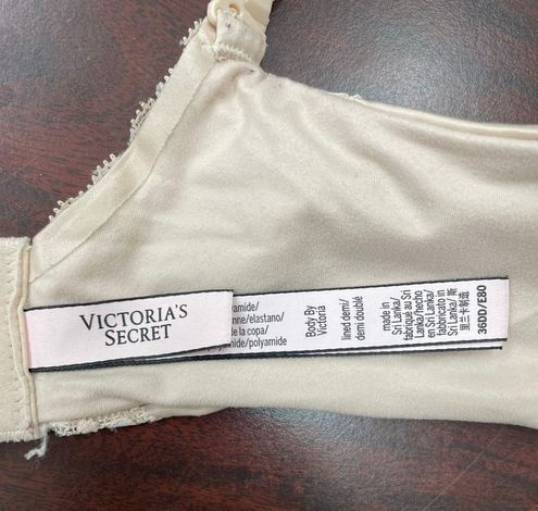 Victoria's Secret Body By Victoria Lined Demi Lace Nude Bra Size 36DD Tan -  $23 - From Hailey