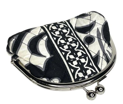 Vera Bradley Double Kiss Lock COIN PURSE Wallet Night & Day Black White  Silver - $23 - From Beautiful
