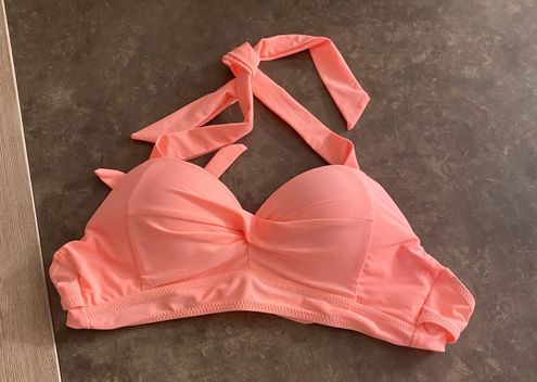 Tempt Me Women Coral Pink Bikini Top Push Up Swim Top Halter Retro