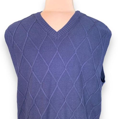 IZOD Golf Classix Blue Argyle Sleeveless Pullover V-Neck Sweater