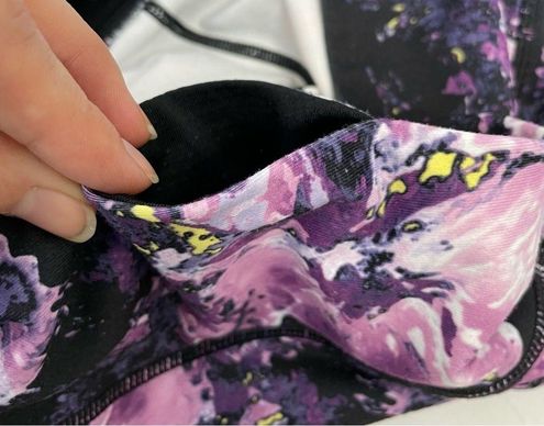 Fabletics High Waisted Printed Powerhold Legging UPF 50+ Stretch Floral  Purple S