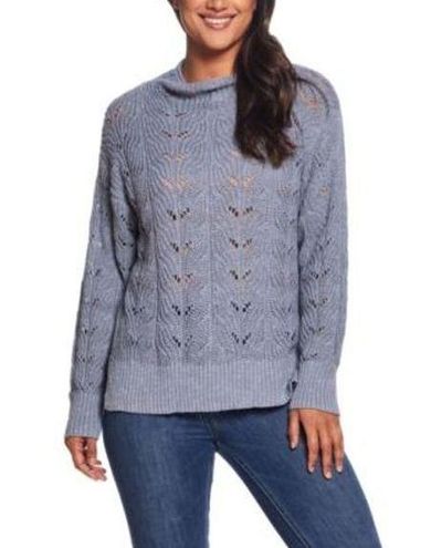 Pointelle knit mock-neck sweater