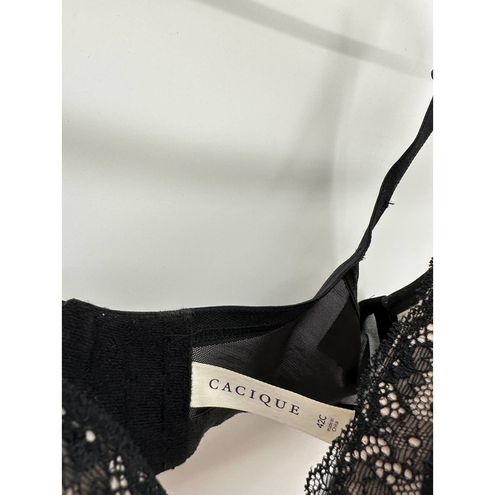 Cacique Black Nude Lace Bold Plunge Hook & Eye Bra Women's Size 42C - $30 -  From Taylor