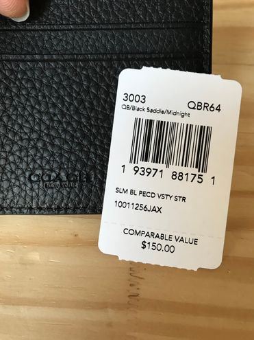 Coach Leather Card Wallet - Saddle