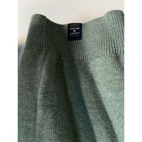 Lucky Brand 7MD5305 Welter Weight V-Neck Sage Green Cotton Sweater