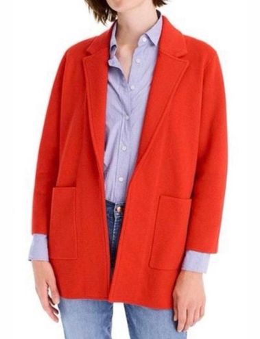 red sweater blazer