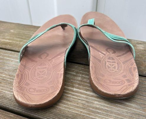 Chaco Sansa Turquoise Leather Thong Sandals Size undefined 43