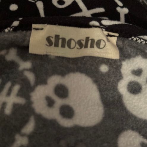 Shosho Skelton print long sleeve fleece lounge wear shorts romper Black  Size M - $14 - From Valerie