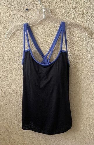 ATHLETA Womens Gray Black Full Force Built in Bra Perforated Tank