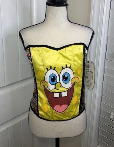 Pantaloni quadrati SpongeBob nuovi con etichette corsetto bustier costume  Hallow