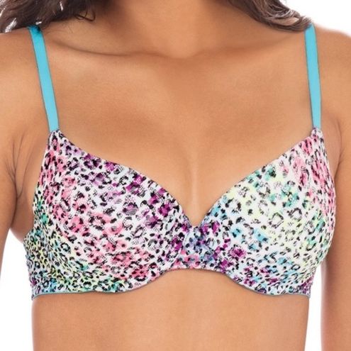 Multicolor leopard animal print lace push up bra size 40C Purple