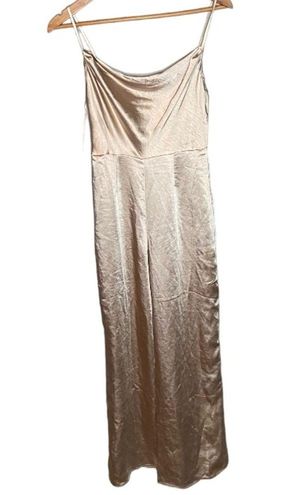 Perfect Night Champagne Satin Cowl Neck Culotte Jumpsuit