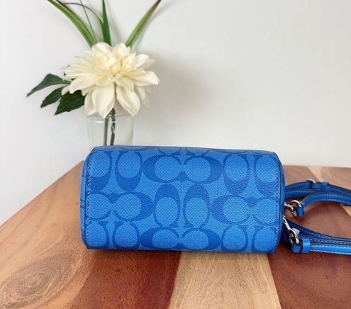 Coach C9947 Mini Rowan Top Zip Crossbody Bag in Bright Blue Signature  Coated Canvas and Smooth Leather - Women's Bag