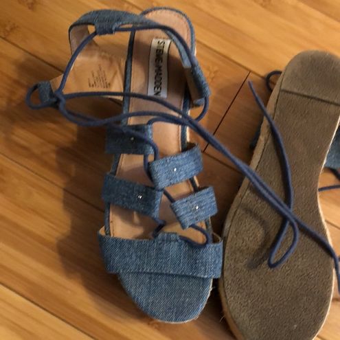 Steve Madden Brayla Denim Fabric Espadrille Wedges