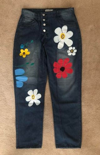 painted flower pants