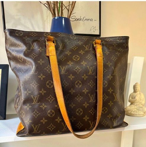 Louis Vuitton Cabas Mezzo Tote Zip Top Work Large Brown 