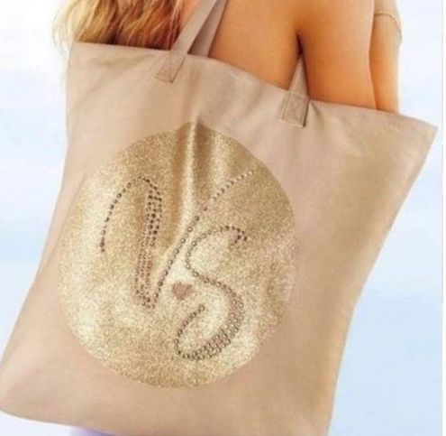 Victoria's Secret, Bags, Victorias Secret Gold Shimmer Canvas Tote Bag