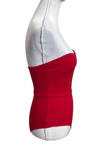 NBD Patricia Bodysuit in Red - Sweetheart Strapless Solid Top Size XS