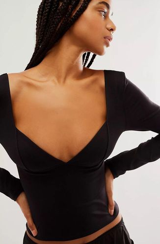 Free People Duo Corset Long-Sleeve Cami Black Size M - $30 (48% Off Retail)  - From amanda